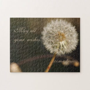 Elegant Dandelion Flower & Wish Quote Jigsaw Puzzle
