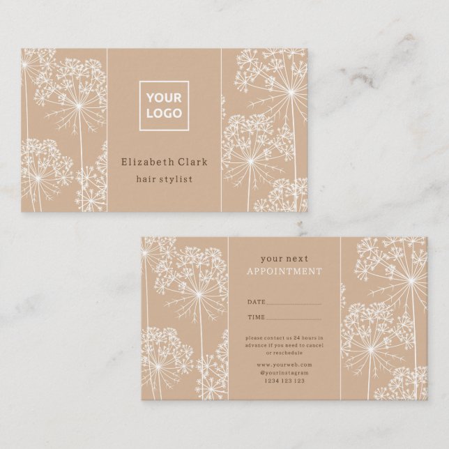 Elegant Dandelion Hair Stylist Appointment Card (Front/Back)