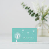 Elegant Dandelion Light Teal Photography Business Card (Standing Front)
