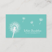 Elegant Dandelion Light Teal Photography Business Card (Front)