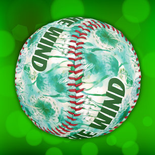 Elegant Dandelion Monogram Green and White   Baseball