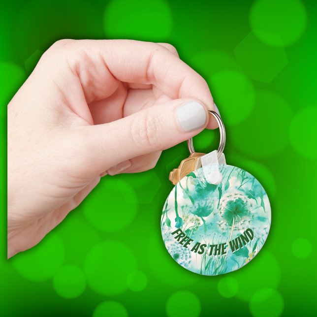 Elegant Dandelion Monogram Green and White | Keychain (Creator Uploaded)