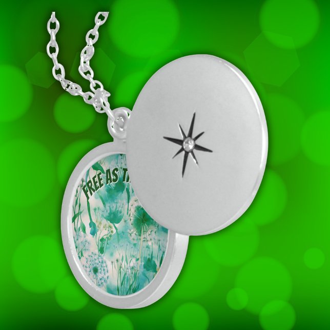 Elegant Dandelion Monogram Green and White | Locket Necklace (Creator Uploaded)