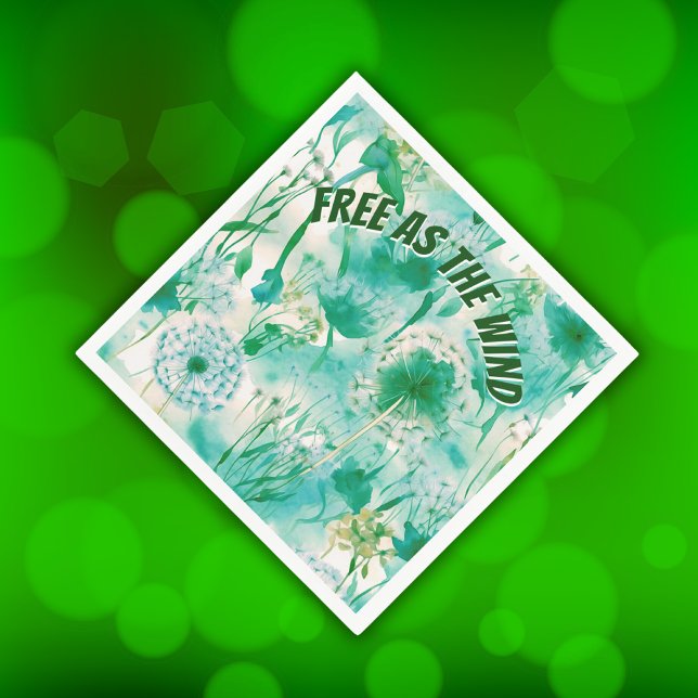 Elegant Dandelion Monogram Green and White | Napkins (Creator Uploaded)