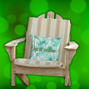 Elegant Dandelion Monogram Green and White Outdoor Pillow