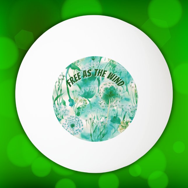 Elegant Dandelion Monogram Green and White | Ping Pong Ball (Creator Uploaded)