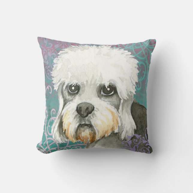Elegant Dandie Dinmont Terrier Throw Pillow (Front)