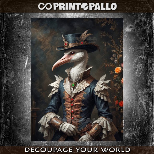 Elegant dandy stork with flower and top hat tissue paper (Creator Uploaded)