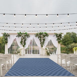Elegant Dark and Light Blue Checkerboard Pattern Outdoor Rug