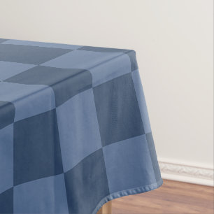 Elegant Dark and Light Blue Checkerboard Pattern Tablecloth