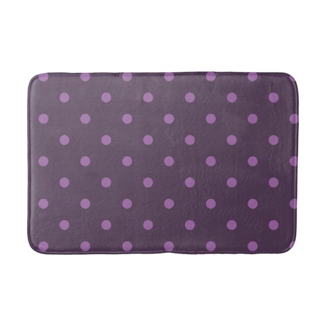 elegant dark and light purple polka dots bathroom mat (Front)