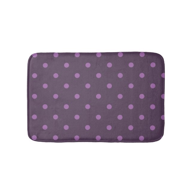 elegant dark and light purple polka dots bathroom mat (Front)