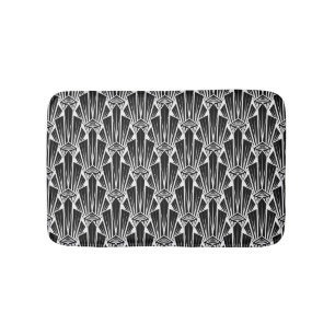 Elegant dark art deco abstract geometric elements bath mat