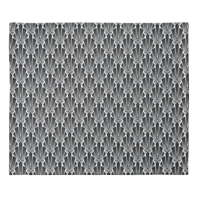 Elegant dark art deco abstract geometric elements  duvet cover (Back)