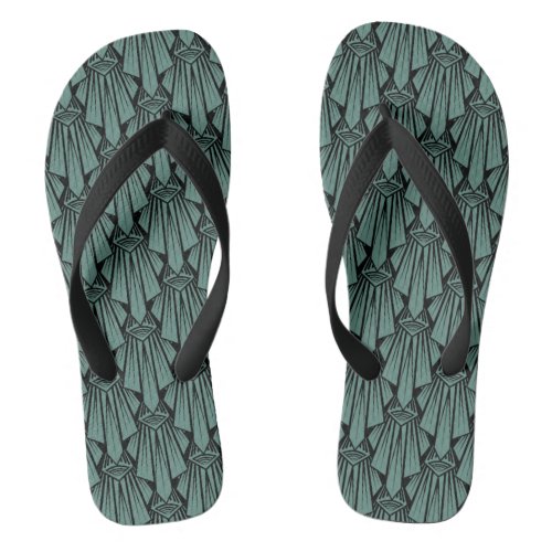 Elegant dark art deco abstract geometric elements  flip flops