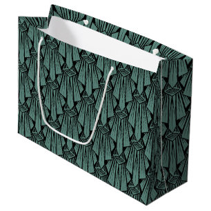 Elegant dark art deco abstract geometric elements  large gift bag