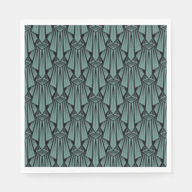 Elegant dark art deco abstract geometric elements  napkins (Front)