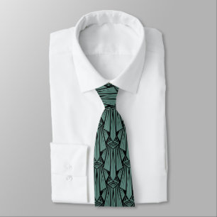 Elegant dark art deco abstract geometric elements neck tie