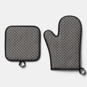 Elegant dark art deco abstract geometric elements oven mitt & pot holder set