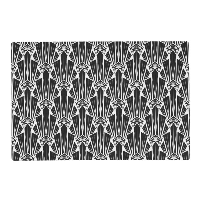 Elegant dark art deco abstract geometric elements placemat (Front)