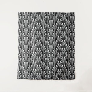 Elegant dark art deco abstract geometric elements tapestry