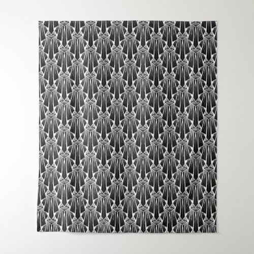 Elegant dark art deco abstract geometric elements tapestry