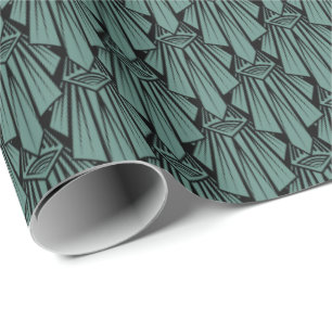 Elegant dark art deco abstract geometric elements wrapping paper