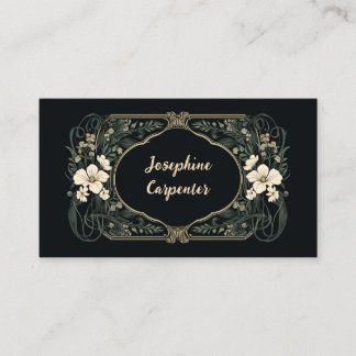 Elegant Dark Art Nouveau Floral Place Card