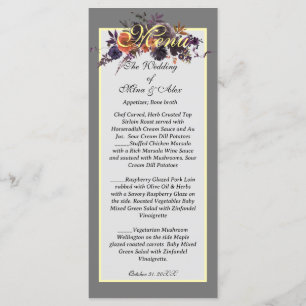 Elegant Dark Autumn Floral Gray Menu
