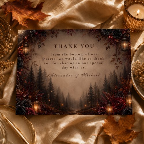 Elegant Dark Autumn Wedding Thank You Card