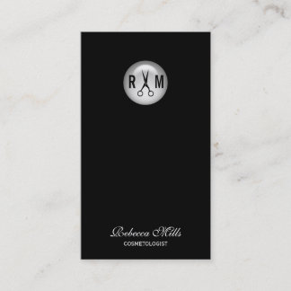 elegant dark black hair stylist modern simple business card