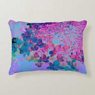 Elegant Dark Blue and Magenta Limelight Hydrangea Accent Pillow