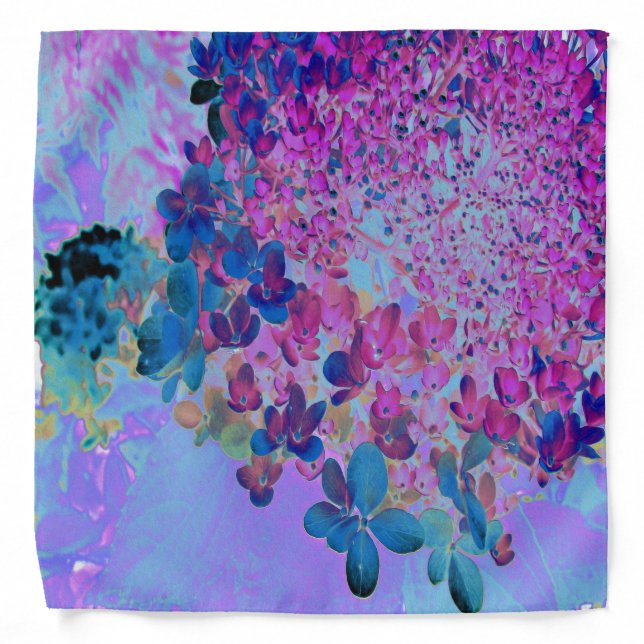 Elegant Dark Blue and Magenta Limelight Hydrangea Bandana (Front)