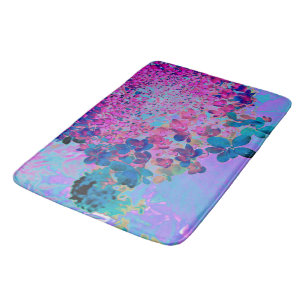 Elegant Dark Blue and Magenta Limelight Hydrangea Bath Mat