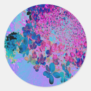 Elegant Dark Blue and Magenta Limelight Hydrangea Classic Round Sticker