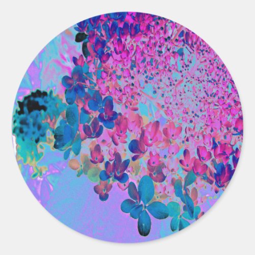 Elegant Dark Blue and Magenta Limelight Hydrangea Classic Round Sticker