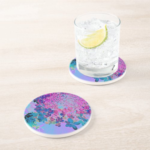 Elegant Dark Blue and Magenta Limelight Hydrangea Coaster