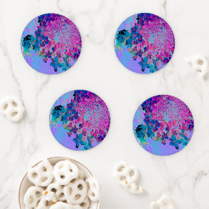 Elegant Dark Blue and Magenta Limelight Hydrangea Coaster Set