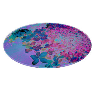 Elegant Dark Blue and Magenta Limelight Hydrangea Cutting Board