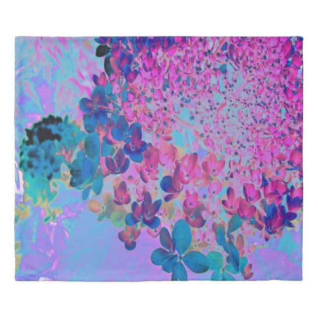 Elegant Dark Blue and Magenta Limelight Hydrangea Duvet Cover (Front)