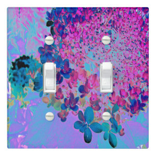Elegant Dark Blue and Magenta Limelight Hydrangea Light Switch Cover