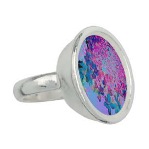Elegant Dark Blue and Magenta Limelight Hydrangea Ring