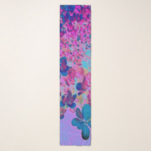Elegant Dark Blue and Magenta Limelight Hydrangea Scarf
