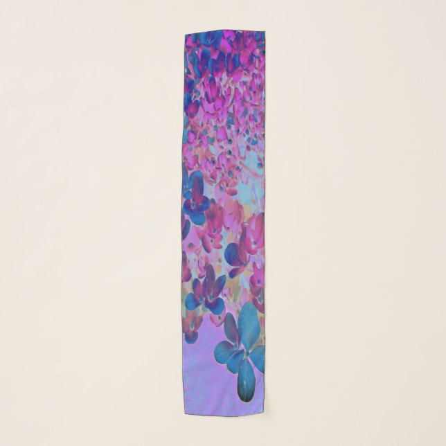 Elegant Dark Blue and Magenta Limelight Hydrangea Scarf (Front)