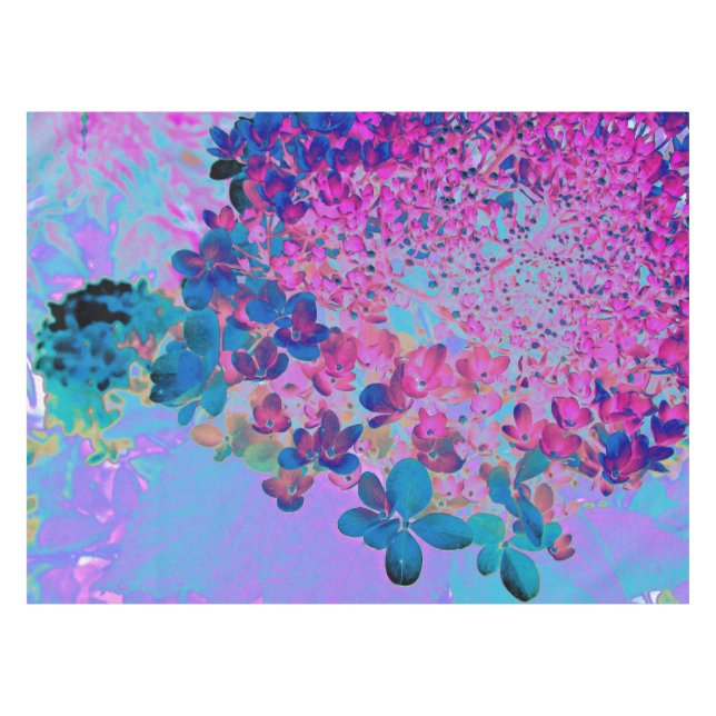 Elegant Dark Blue and Magenta Limelight Hydrangea Tablecloth (Front (Horizontal))