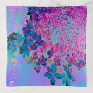 Elegant Dark Blue and Magenta Limelight Hydrangea Trinket Tray