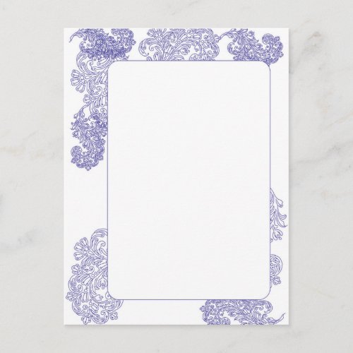 elegant dark blue border template postcard