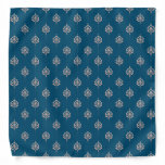 Elegant Dark Blue Damask Pattern Bandana
