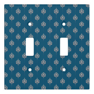 Elegant Dark Blue Damask Pattern Light Switch Cover