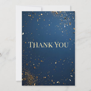 Elegant Dark Blue & Faux Gold Thank You Card